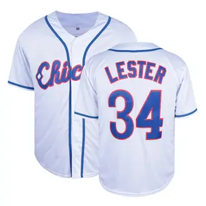 Men's baseball jersey , shirt button; Chicago baseball shirt, outdoor indoor, competition training suit, comfortable polyester, breathable quick-d;