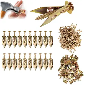 100PCS/200PCS Self Diling DrwallAnchors Kit No Dril Needed Easy Hangfor Home & Ofice Includes 100 Anchors 100 Sorews for Quick Install Adjustable Hooks & Bracket