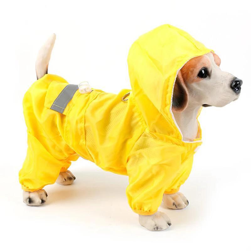 Wardrobe (Raincoat) - Pet Dog Raincoat Outdoor Puppy Pet Rainwear Reflective Hooded Waterproof Jacket Clothes for Dogs Cats Apparel Clothes Supplies pet coat Slicker