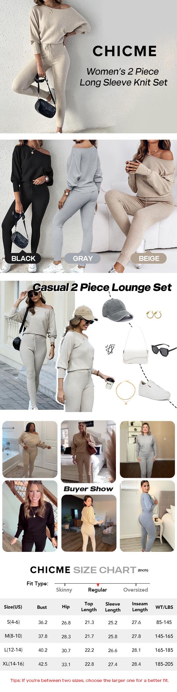 2026 Spring ChicMe Women's 2 Piece Lounge Outfit Long Sleeve Pullover Tops Drawstring High Waisted Pants Set Tracksuit Round Neck Pre-Fall Sweatpants Sets