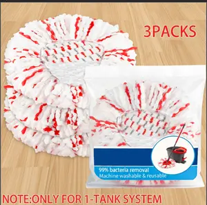 3 Pack Spin Mop Heads with Scrubbing Pad - 2024 Upgraded 2-in-1 Mop Head for O-Cedar EasyWring 1-Tank System. Built-in Scrub Pads for Stuck-on