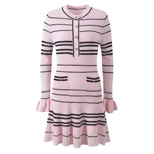 Jessica Bara Ecaza Striped Long Sleeve Mini Dress