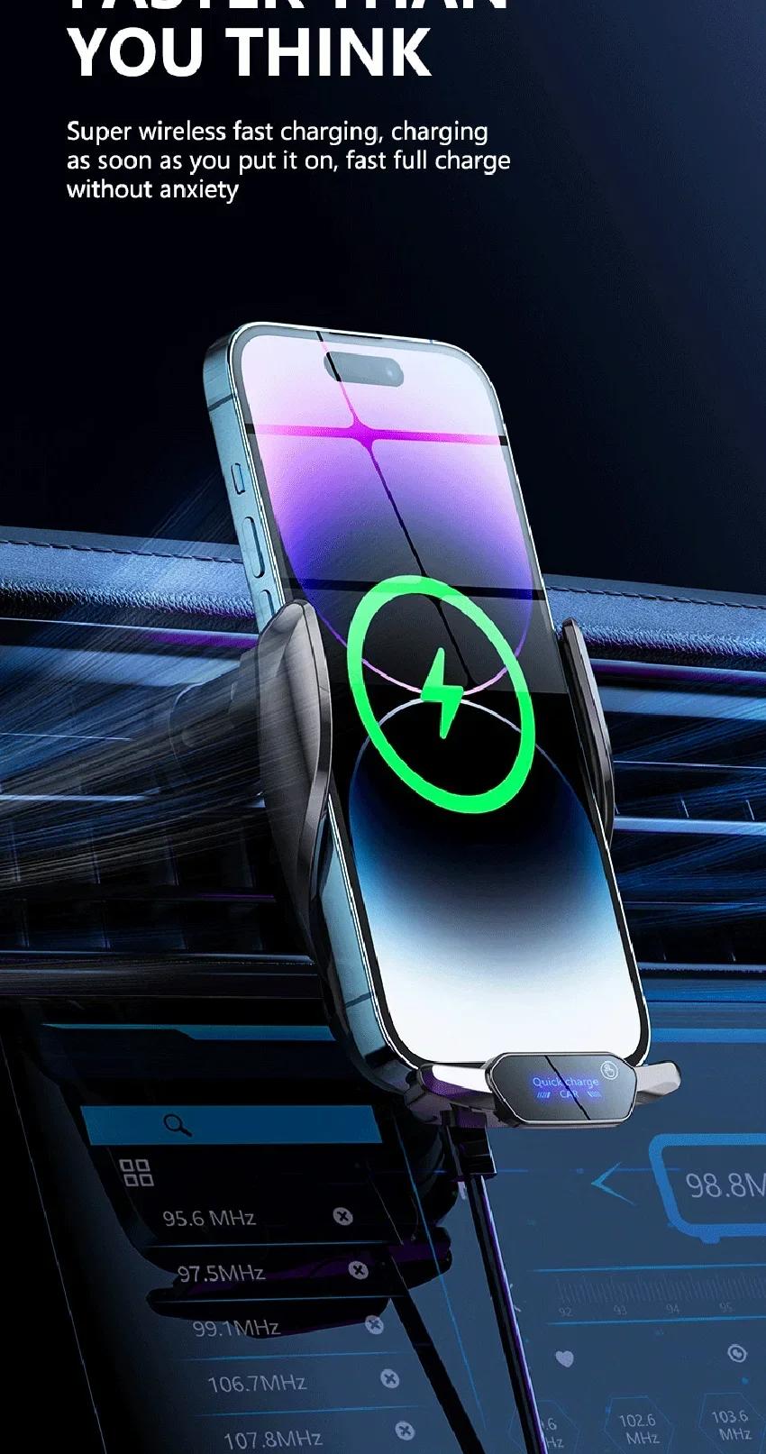 Car phone holder infrared sensing  intelligent rhythm wireless charging can jump according to the sound waves Add rhythmic color light function to move with music car  Accessories Automatic Mount Retractable Stand Adjustable Cellphone Clip