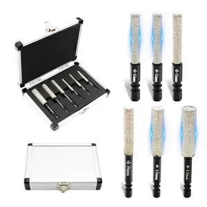 Diamond Drill Bit for Ceramic and Tile Drill Bit Set,35-40mm Extended Diamond Brazed Grinding Surface, Dry Drilling Wax Core,Tile Drill Bits for Glass, Porcelain, Marble, Granite, 6pcs