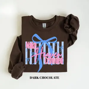 Make Heaven Crowded Bow Sweatshirt, Cute Coquette Christian Aesthetic, Preppy Religious Sweater, Jesus Faith Apparel Gift