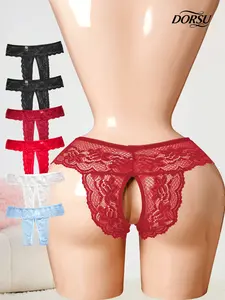 DORSU 6PCS/12PCS Women's open-crotch panties, women's all-lace lingerie for parties, dates, and all occasions.