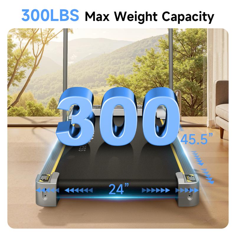 YPOO 300 lbs Slim Walking Pad with Manual Incline, Easy Home Cardio Treadmill for Walking and Light Jogging, Bluetooth App Tracking, Quiet and Compact Design for Small Spaces Foldable Walking Pad with Handle