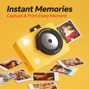 HPRT Instant Camera: Camera and photo paper (2x3 inches) + 10 sheets of photo paper included | Rechargeable, full-color dye-sublimation inkless printer, supports printing from mobile phones or cameras, perfect for travel, parties, and couple photos.