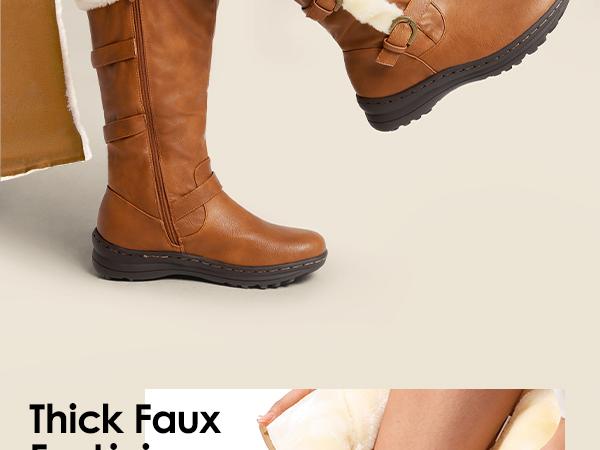 Dream Pairs Women's Wide Calf Snow Knee High Boots