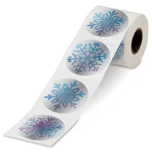 Lillian Vernon Snowflake Foil Rolled Stickers-  252 Included, 1-3/4" Diameter, Printed in The USA, Great for Cards, Gifts, Party Favors and More