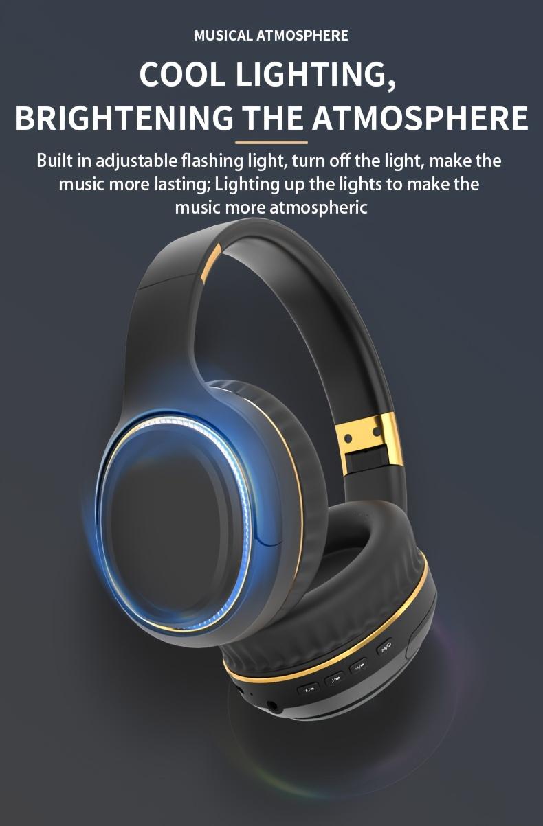 YANUAIA Bluetooth of headphones RGB Wireless Headsets With LED Lights,HiFi Bass Headsets,Mobile And Portable Outdoor Sports Headsets,Wireless Transmission,Multi-Function Headsets Support FM Radio,TF Card Playback,USB Flash Drive Reading, Gifts