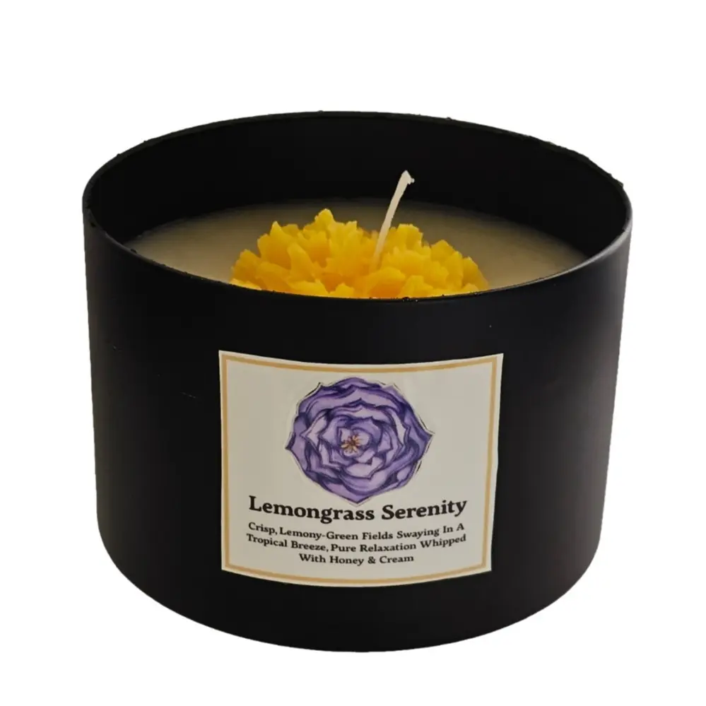 Lemongrass Serenity Aromatherapy Candle - Tropical Scent, Essential Oil-Infused, Minimalist Design for Relaxation & Health Wellness Support