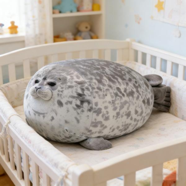 Chubby Blob Seal Pillow 11.8" Stuffed Cotton Plush Animal Cute Ocean Companion Valentine's Day Easter Gift for Kids Adults