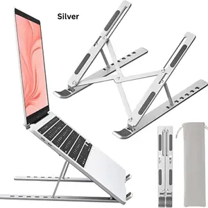 Adjustable Laptop Table Stand | Foldable Metal Desk Stand 7 Adjustable Angles (15°–45°) | Easy to Use Portable for Home, Office & Travel | Fits 10–15.6 Inch Laptops