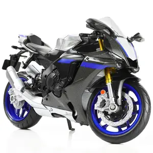 1:12 Motorcycle Model Toy for Yamaha YZF-R1M 1000R Metal Die-cast with Plastic Motorcycle Model No Assembly Required Mini Finished Moto Gift for Adult（Silver）