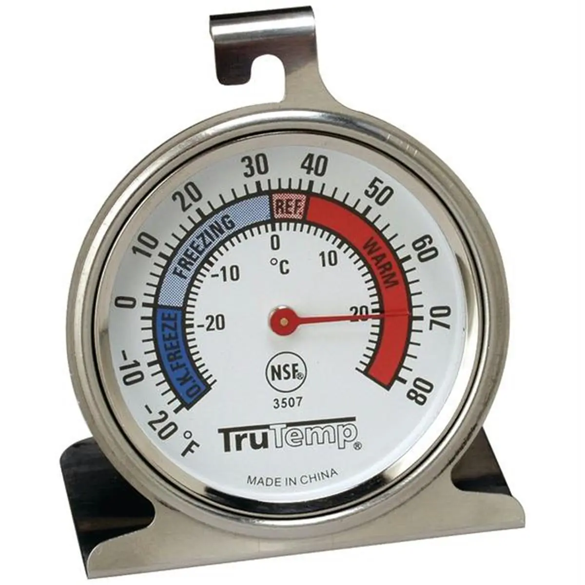 212 MAIN NSF Listed Stainless Steel Refrigerator Thermometer - 2.5" Round Dial, 20°F-80°F Precise Temp, Hangs or Stands with Deluxe Bracket, Temperature Monitoring, Pack of 6