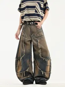 UPTHE Men's Hip Hop Baggy Jeans  Loose Fit Denim Pants Streetwear Oversized Y2K Aesthetic Comfortable Menswear