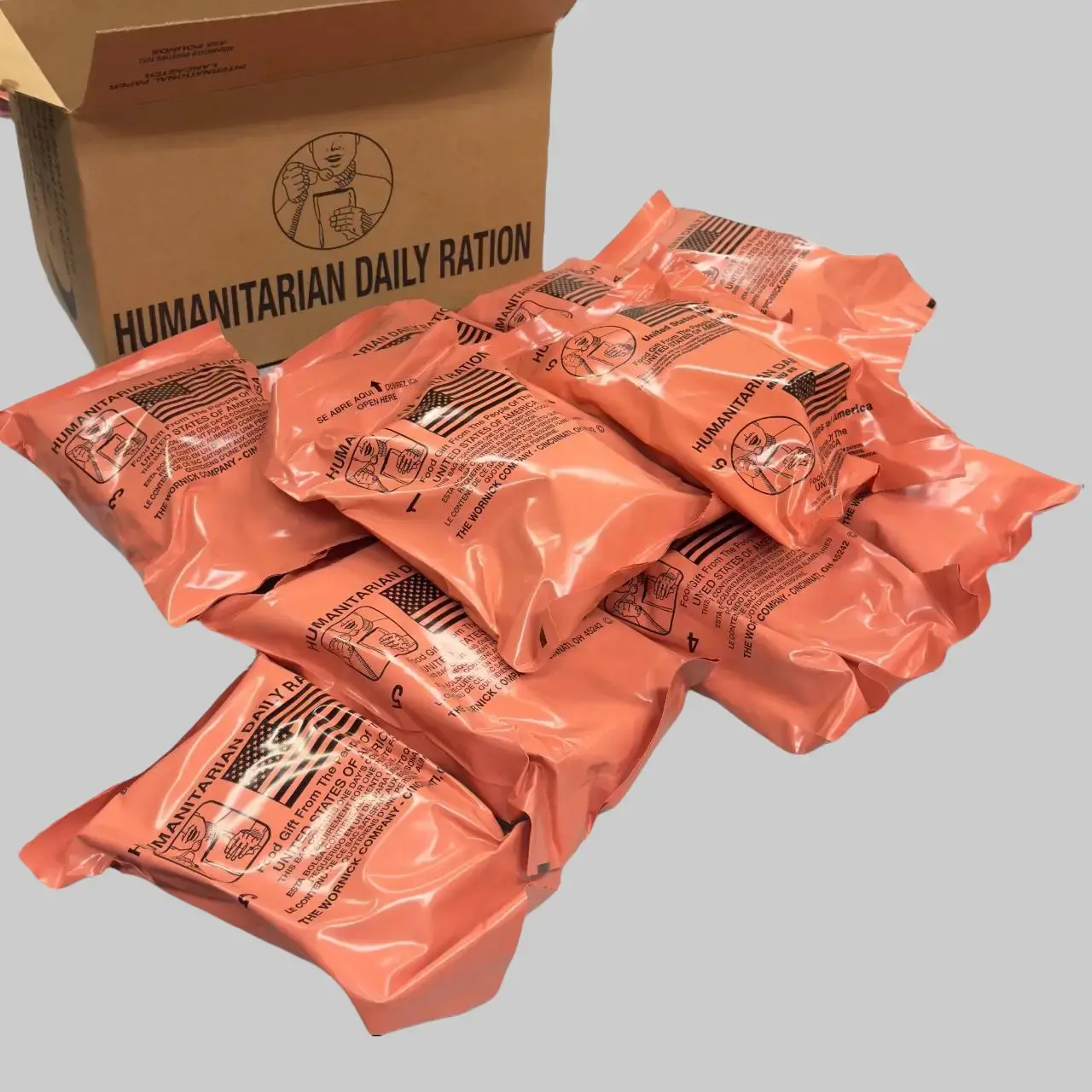 HDR U.S. Humanitarian Daily Rations 10-Pack, Protein-Rich Vegetarian Food, High-Calorie, Ready-to-Eat, No Refrigeration Emergency Meals