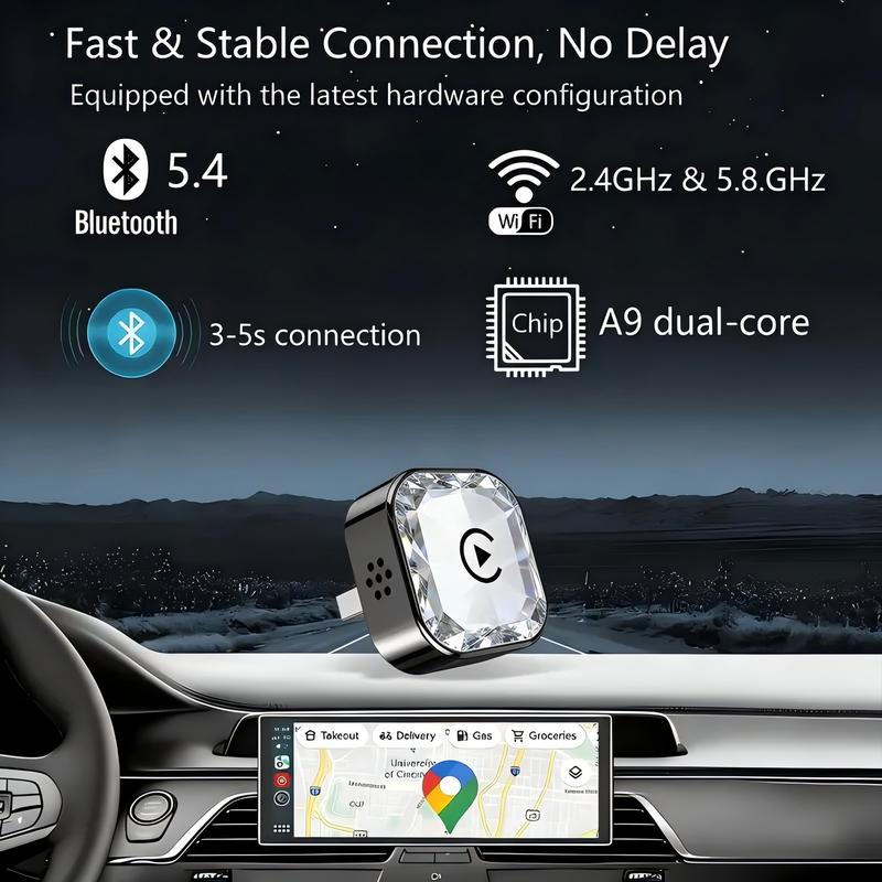 2026 New Smart two-in-one in-car connectivity box Wireless CarPlay Adapter - iPhone & Android Compatible with Fast No-Delay Link, Hands-Free Calling holiday gifts decor cool cover Car Gadgets car stuff car  Decoration Automotive Interior accessories car