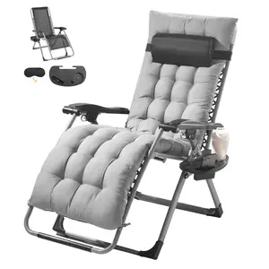 VEVOR Zero Gravity Chair,  , 26 inch Zero Gravity Recliner Lounge Chair for Indoor and Outdoor, Adjustable Anti Gravity Chair with Cushion, Headrest, Footrest, and Cupholder, 500 lbs, Gray