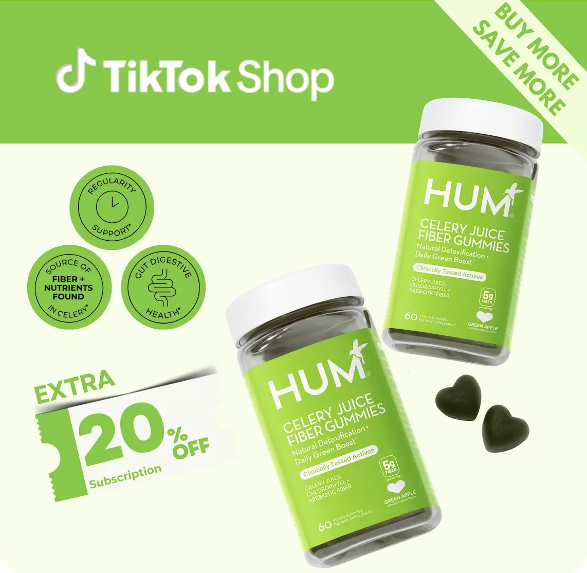 HUM Celery Juice Fiber Gummy Duo Pack