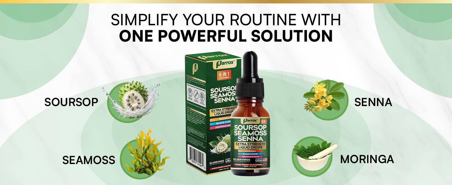 PARROX Soursop Bitters (Mixed Berry & Honey Lemon) - 6 in 1 Dietary Supplement Liquid Drops for Detox & Overall Wellness - Made in USA – (60 Servings / 60mL)