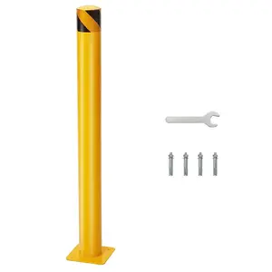 Garvee 1-Pack Safety Bollard - 36x4.5 (HXD) Inch Yellow Steel Post with 4 Anchor Bolts for Traffic Control, Driveway Barrier, Parking Pole