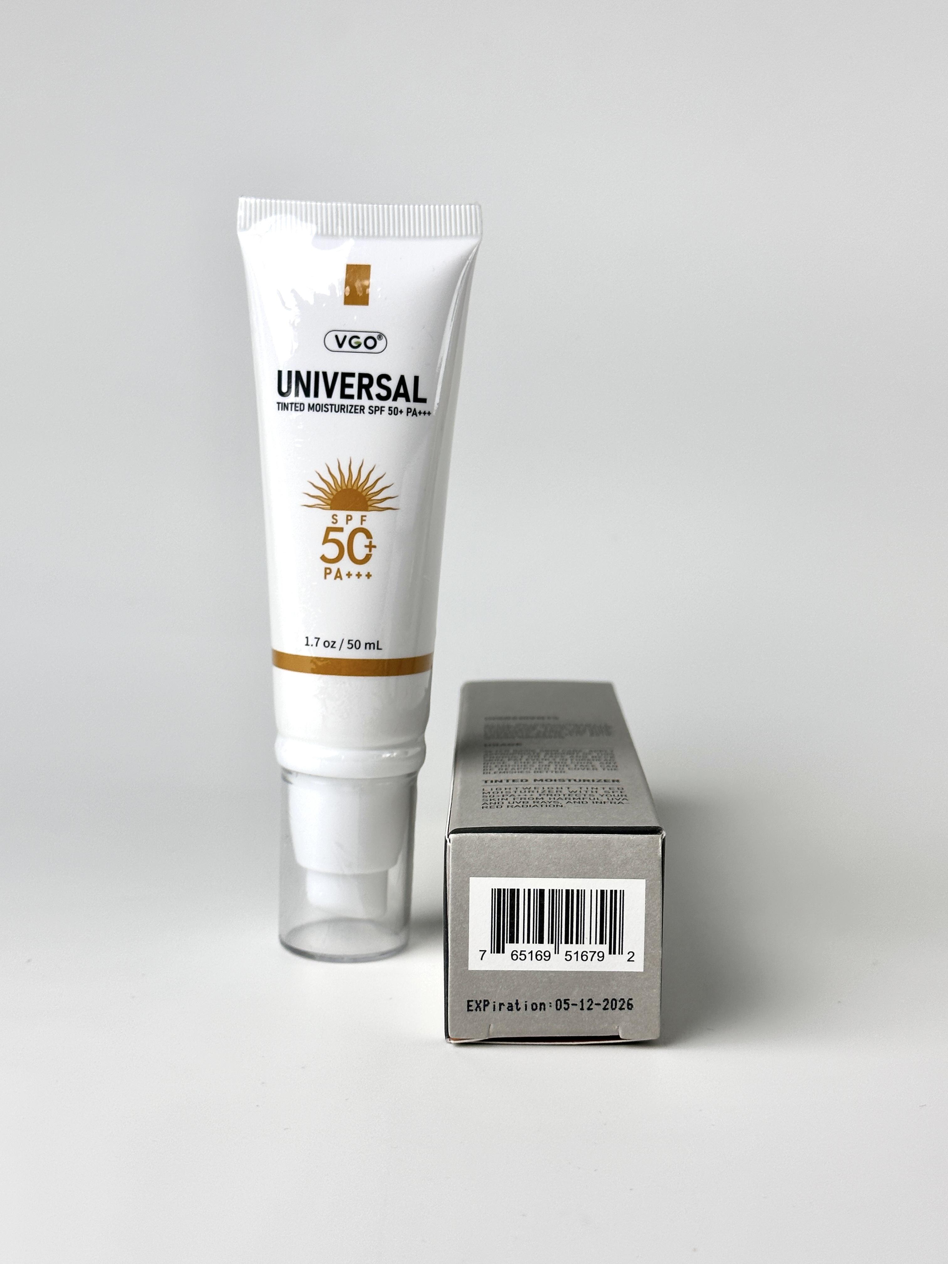 VGO Universal Tinted Moisturizer SPF 50+ Earthy Yellow Liquid Foundation Sunscreen for Comprehensive Facial UV Protection & Hydration - Moisture, Hydrate