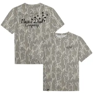 Black AFW Outdoors Beau Duk Company Letter Washed Out Tee Mossy Oak Original Bottomland, Mossy Oak Original Bottomland Black Beau Duk Company Letter Printing Short Sleeve Shirt