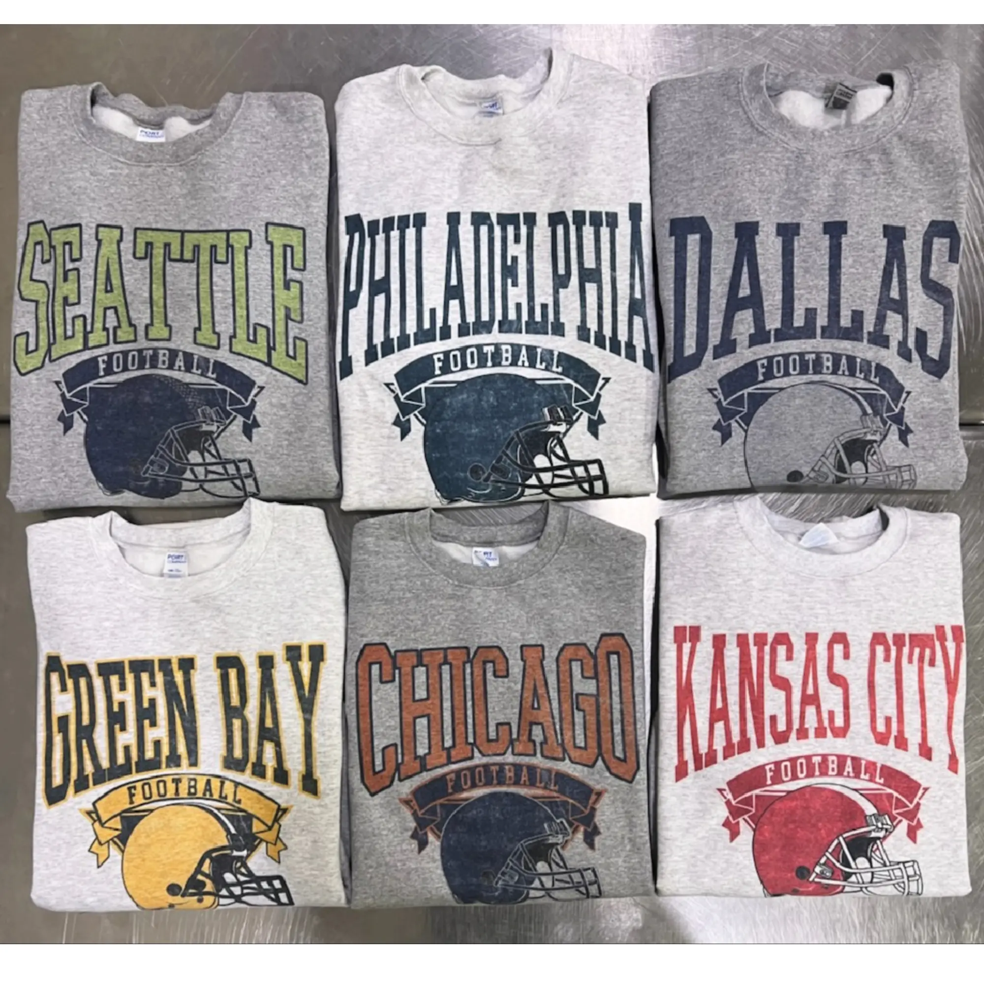 Vintage Football Sweatshirt Hometown Team Pullovers Sublimation Print Long Sleeve Casual Fabric Menswear Soft Cozy Retro Style Comfortable All-Season Wear Day Biker