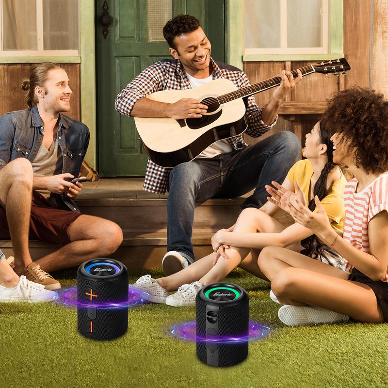 New upgrade 2 in 1 portable Bluetooth speaker with 20-watt stereo bass effect, IPX6 level waterproof performance and home theater surround sound. Modern style, a must-have for music lovers. Supports Bluetooth 5.3 connection. Boombox Birthday