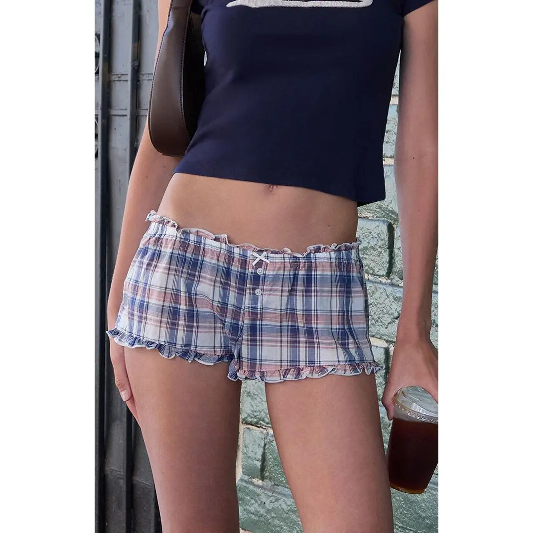 John Galt Women's Navy Keira Plaid Pajama Shorts