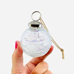 Mercury Glass Embossed Ornament, Clear Luster