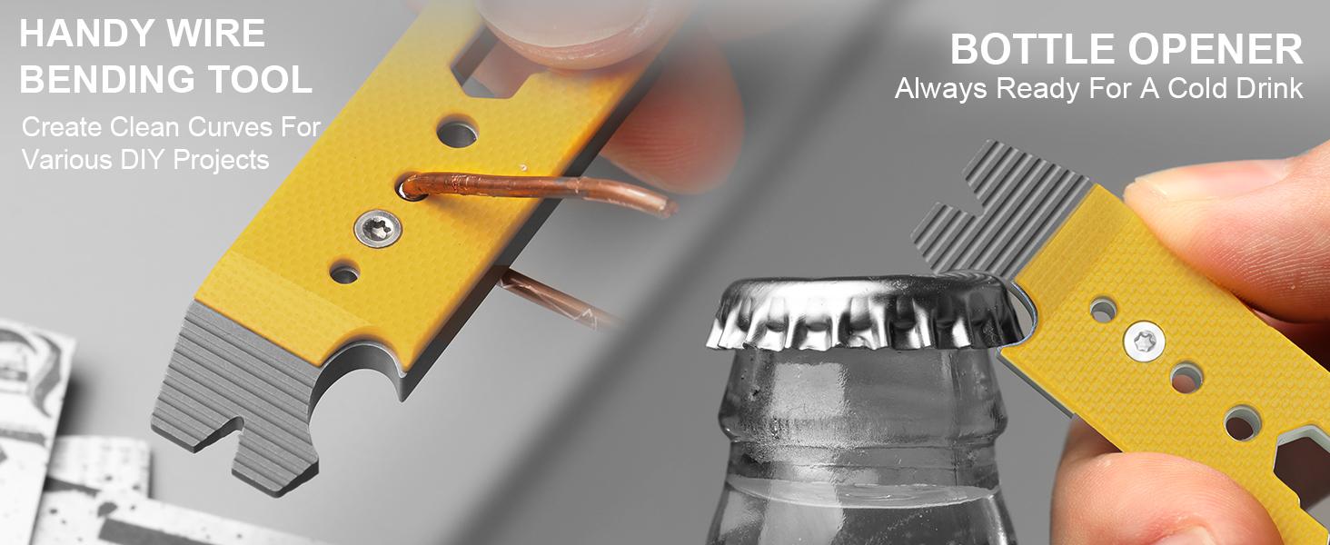 KIZER 10-in-1 Multiduty Titanium & G10 Pac Bar Portable Multi-tool EDC with Detachable Toothpick Tweezers Flat Head Screwdriver & More Men's Essential Tool multifunctional