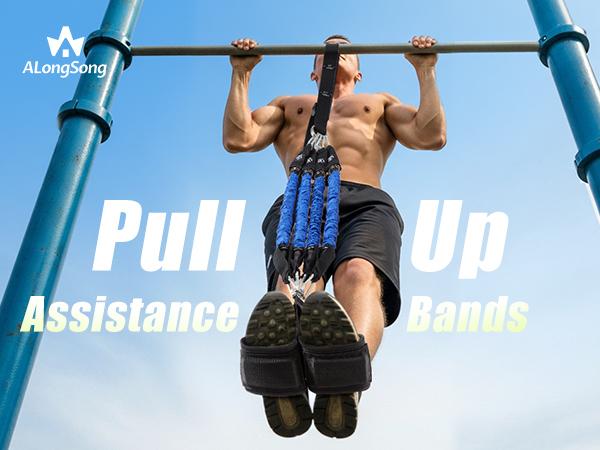 ALongSong Pro Pull-Up Assist Bands Heavy-Duty 320-400lb Adjustable Resistance for Home Gym & Outdoor Training with Extra-Wide Footplate & Carry Bag - Workout Straps