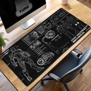Black Blueprint Mouse Pad – Stark Industries Mark 6 Schematic Design, Superhero Gamer Gift, Desk Mat, PC Accessories.