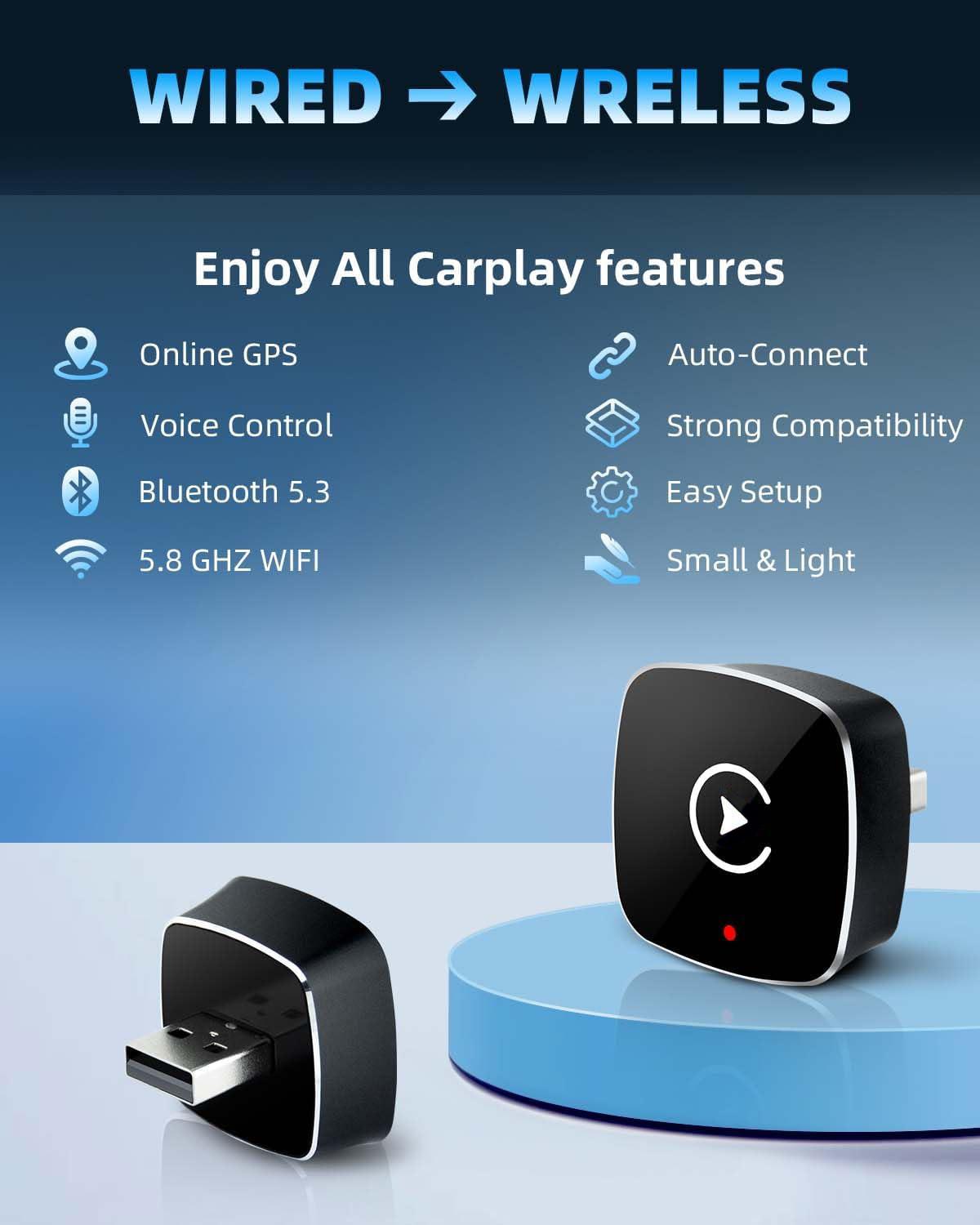 【YURNLV】2026 New Wireless CarPlay Adapter - Fast Connection for iPhone & Android | Hands-Free Calling