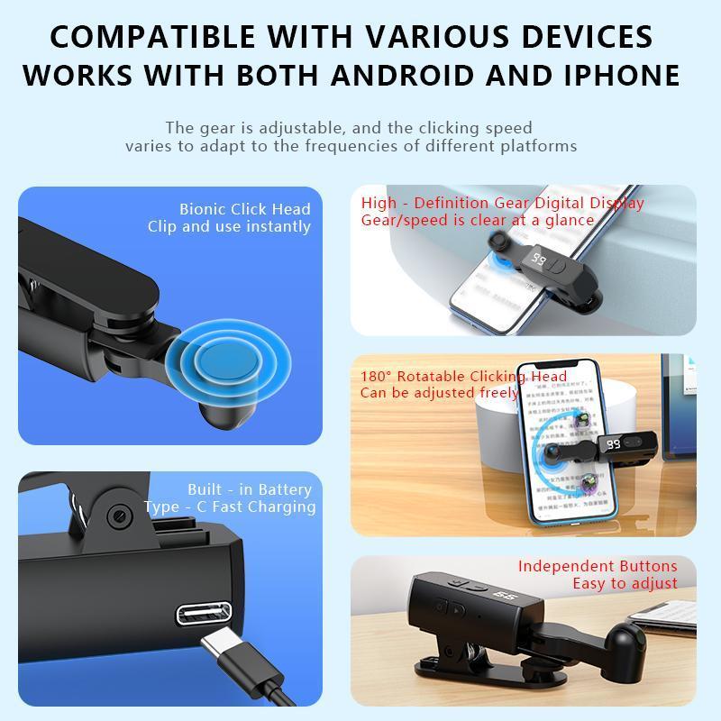 2026 New Rechargeable Automatic Screen Clicker, 3-in-1 USB Powered Fast Phone Tap Simulator with Adjustable Speed, Portable Continuous Auto Clicker for Games Live Likes Shopping & Reward Tasks Smartphone Smartphone Smartphone