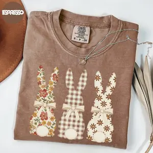 Comfort Colors Easter Bunny Shirt, Happy Easter Shirt, Floral Easter Bunnies Shirt, Women's Easter Shirt, Retro Easter Gift