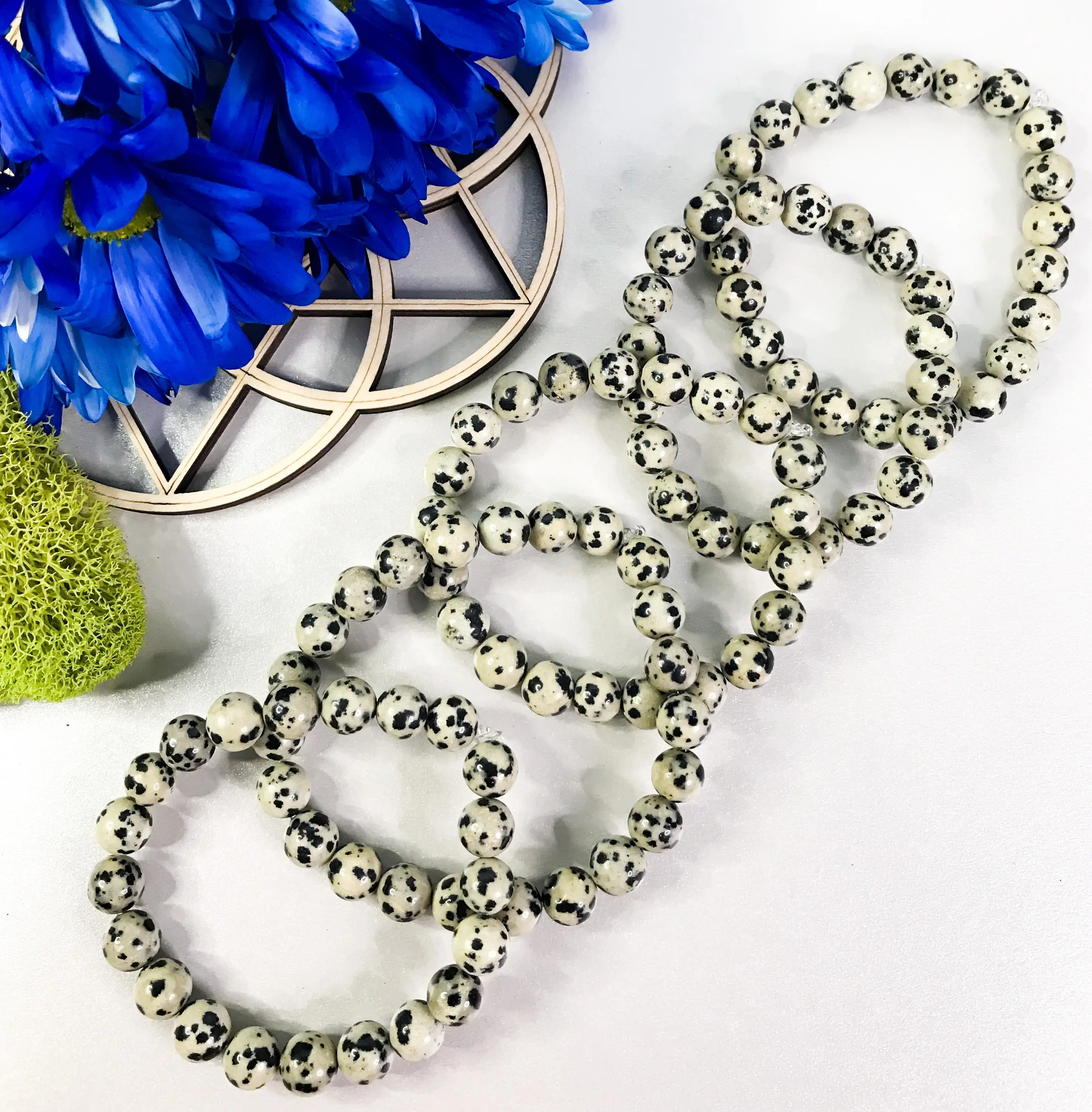 Dalmatian Jasper Gemstone Bracelet for Boosting Your Mood & Encouraging a Playful Outlook