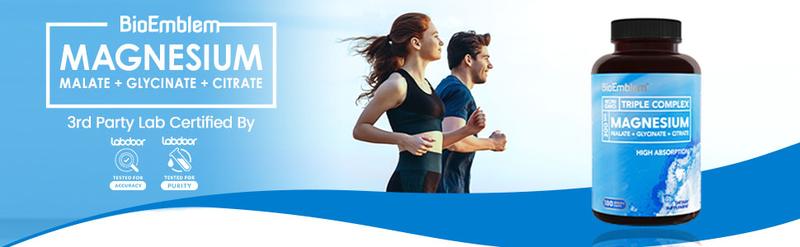 BioEmblem Triple Magnesium Complex - Magnesium Glycinate Malate & Citrate for Muscles Nerves & Energy - High Absorption Non-GMO 180 Caps