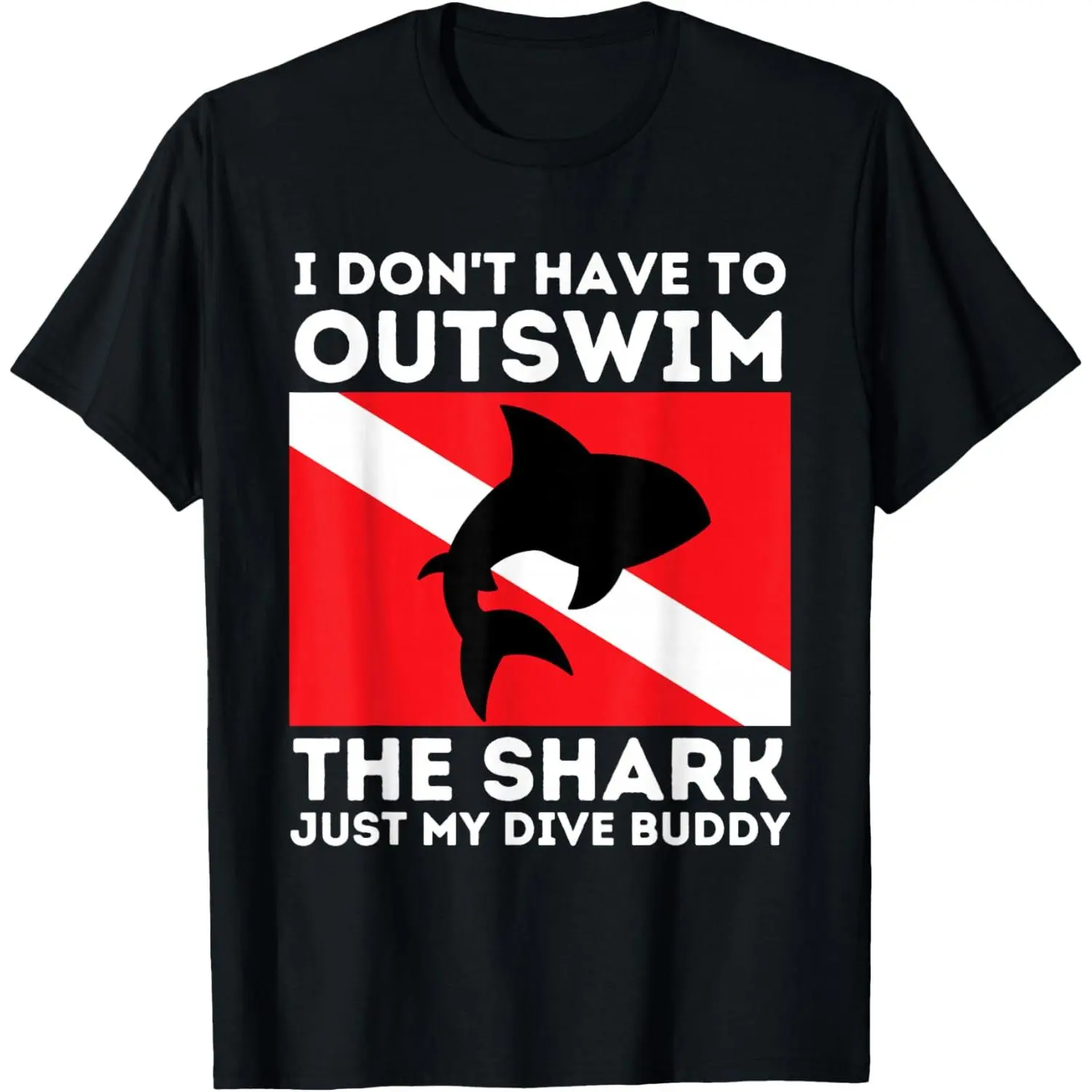 Outswim My Dive Buddy - Funny Shark & Scuba Diving Diver T-Shirt Pure Cotton Graphic Tees Menswear Top: Gifts for Men & Women