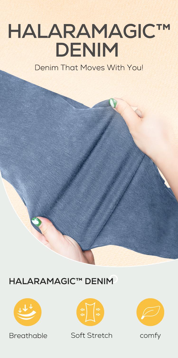 Halara Flex High Waisted Back Side Pocket Stretchy Knit Denim Casual Leggings