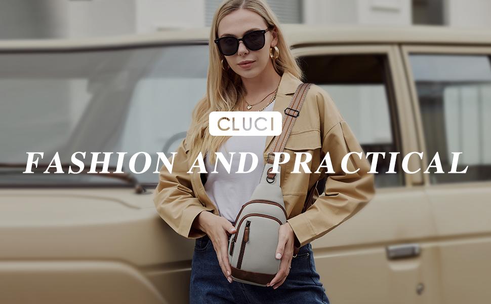 CLUCI TikTokShopSpringGlowUp Leather Crossbody Bag Large  For Women Men Fanny Packs Chest Bag For Ipad Travel Hiking Cycling Outdoor Sports - Adjustable Multifunction Spacious Design For Essentials Shoulder Sling Bag For Men Crossbodybagwomen