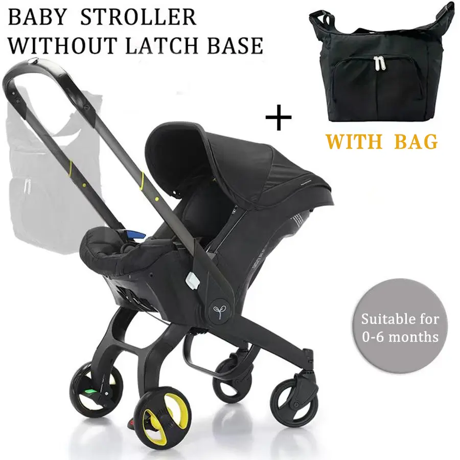 (No latch base)Baby Stroller with Free Bag, 4 Wheels Foldable Newborn Stroller, Equipped with Five Point Seat Belt and A Chest Clip, Can be Pushed in Both Directions,with Shock-absorbing Wheels,Suitable for Traveling, As Mother's Day Gift,#sohochic
