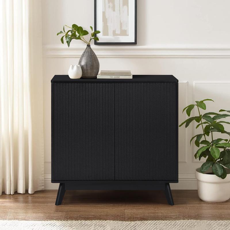 Giratree 2 3 Doors Sideboard Cabinet, Mid Century Farmhouse Fluted Credenza Sideboard Long Buffet Cabinet with Storage for Kitchen, Dining Room Coffee Cabinet, Office, Living Room TV, Entryway Cabinet