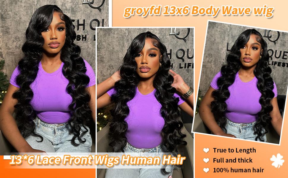 Body Wave Lace Front Wigs Human Hair 200% Density 13x6 Pre  display picture 2