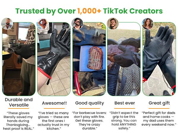 GEEKHOM All in One 932°F Heat Resistant Gloves for Grill BBQ 14" Waterproof Long Sleeve Pit Grill Gloves for Fryer Baking Oven Smoker Fireproof Oil Resistant Neoprene Coating for Yard Work, Great Stocking Stuffers for Men