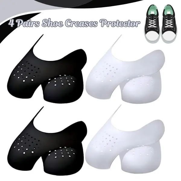 4 Pairs Anti-Crease Shoe Protector Guards –Breathable, Lightweight Shoe Crease Preventer for Sneakers, Air Force 1, Jordan, Men’s 7–12 & Women’s 5–9, Protector For Shoes, Shoe Crease Protectors