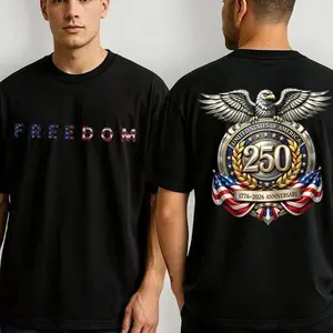 Freedom 250th Anniversary Shirt, USA 250 Years Independence Apparel, 1776–2026 America Anniversary T-shirt, hoodie unisex fashion, soft fabric, loose fit.Freedom